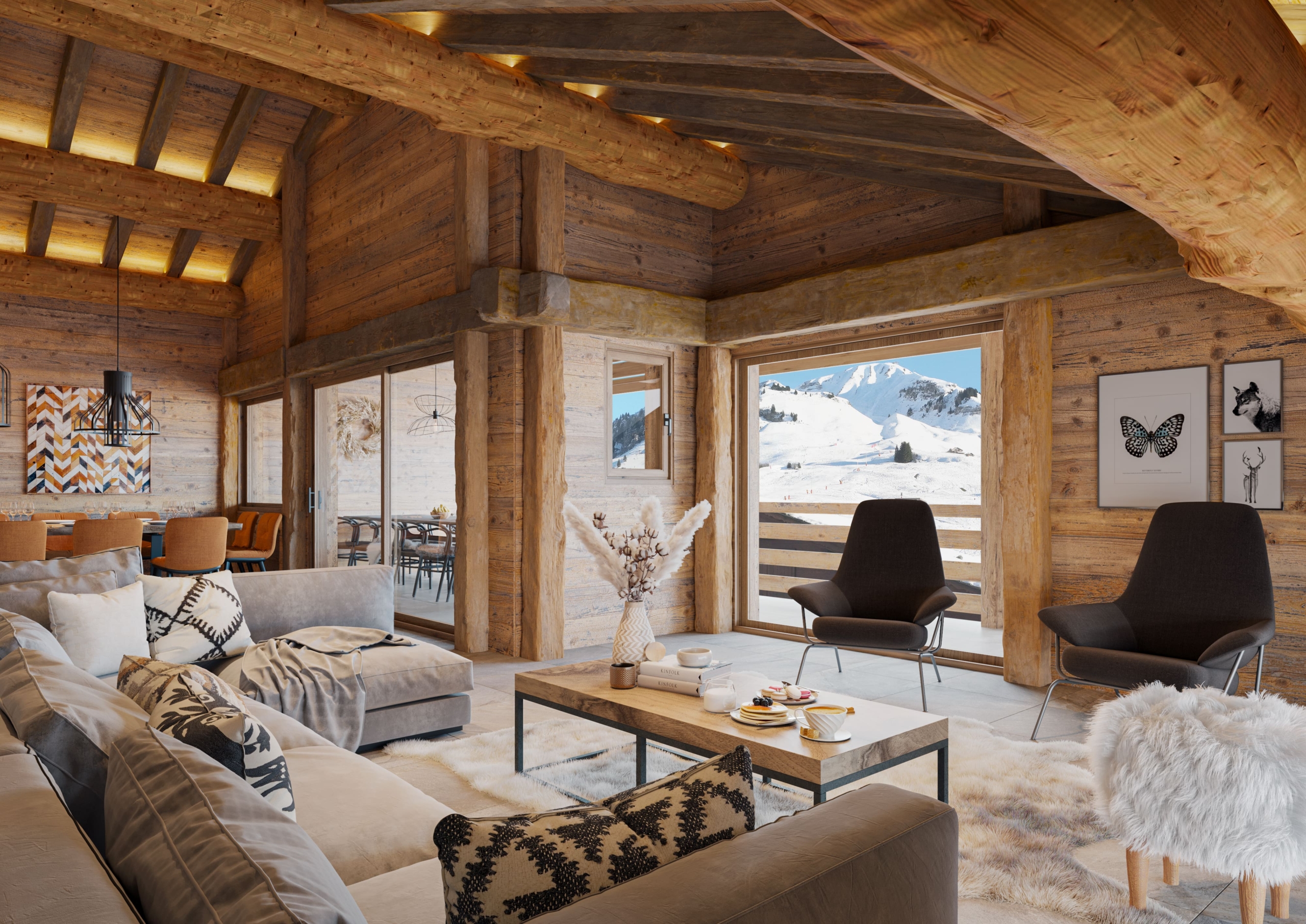 perspective interieure chalet 3d