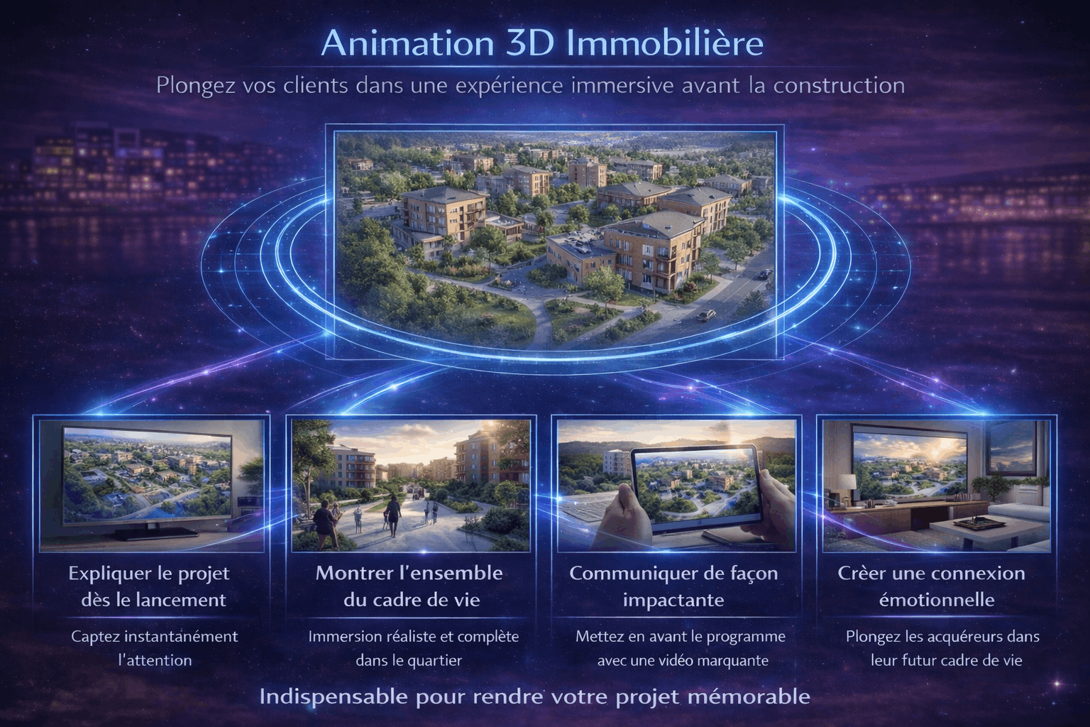 animation-3d-immobiliere-film-promotionnel-architecture Schéma explicatif de l'animation 3D immobilière et du film promotionnel d'architecture pour la promotion immobilière en VEFA.