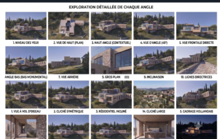 Infographie des 20 angles de vue et perspectives pour un rendu d'architecture 3D par imagedoing.